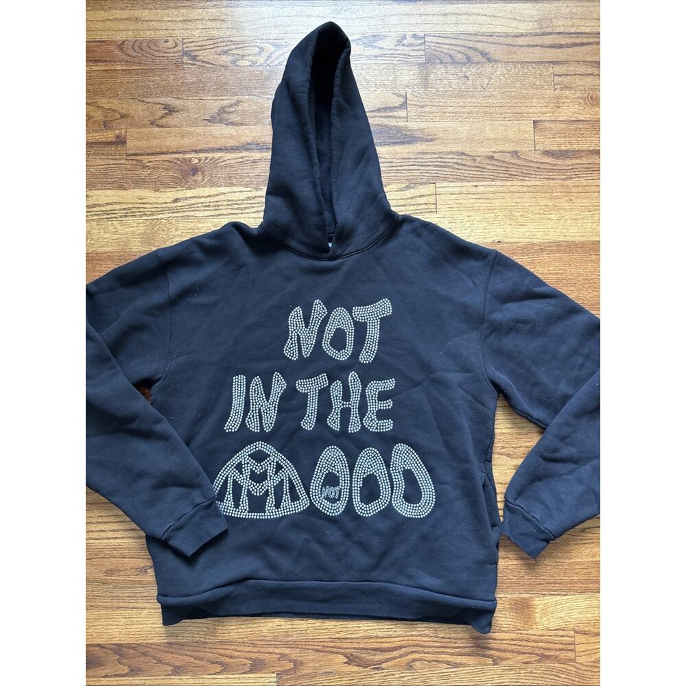 Mood Swings NOT IN THE MOOD RHINESTONE HOODIE Size L